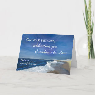 Carte Petit-fils en droit Vagues d'anniversaire religieu
