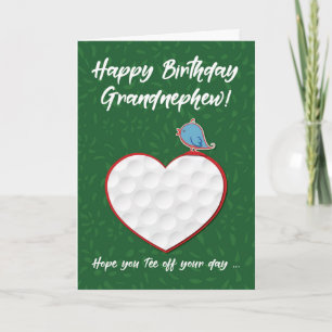 Carte Petit-fils Golf Sports Cœur Anniversaire