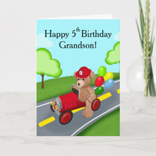 Carte Petit-fils Joyeux 5ème Anniversaire Ours en Peluch