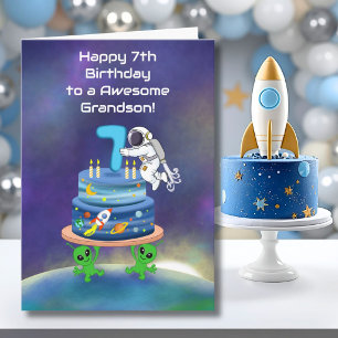 Carte Petit-fils Joyeux 7ème Anniversaire Astronaute ave