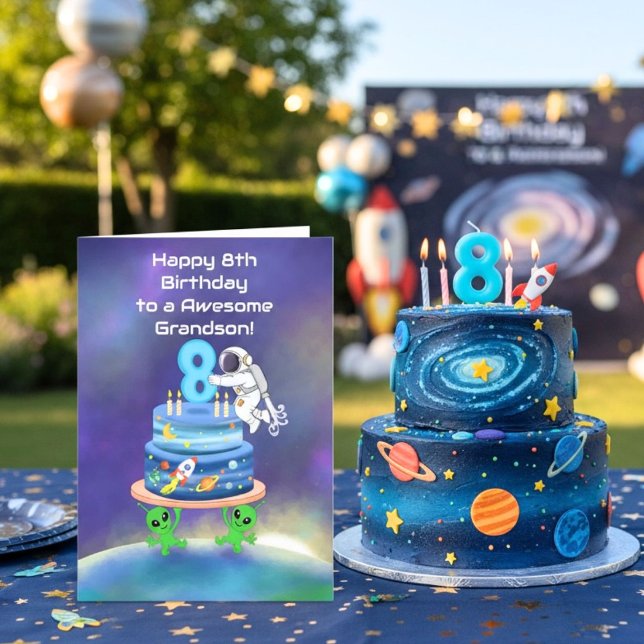 Carte Petit-fils Joyeux 8e Anniversaire Astronaute avec  (Créateur téléchargé)