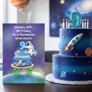 Carte Petit-fils Joyeux 9ème Anniversaire Astronaute ave