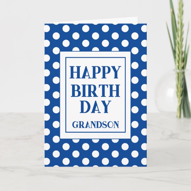 Carte Petit-fils Joyeux Anniversaire Blue Polka Dot (Devant)