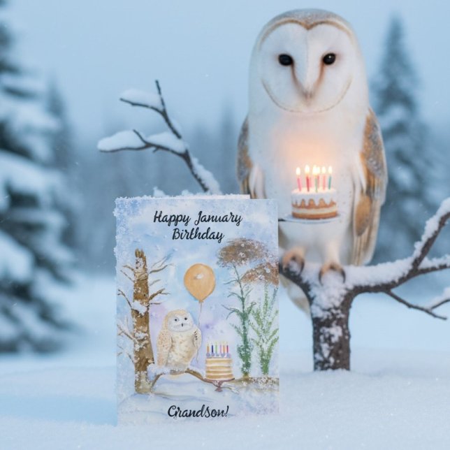 Carte Petit-fils Joyeux Anniversaire de Janvier Gâteau d (Créateur téléchargé)