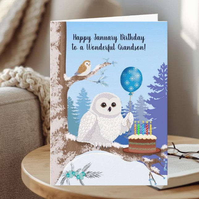 Carte Petit-fils Joyeux Anniversaire Janvier Harfang des (Créateur téléchargé)