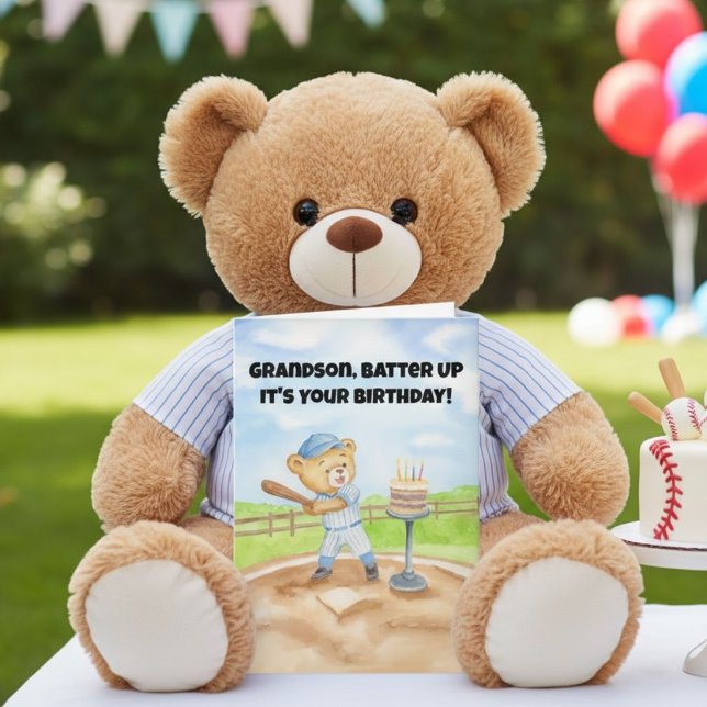 Carte Petit-fils Joyeux Anniversaire Ours en Peluche Bas (Créateur téléchargé)