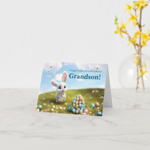 Carte Petit-fils Mignon Pâques avec Lapin de Pâques