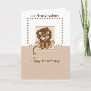 Carte Petit-fils né en Lion 1er Anniversaire