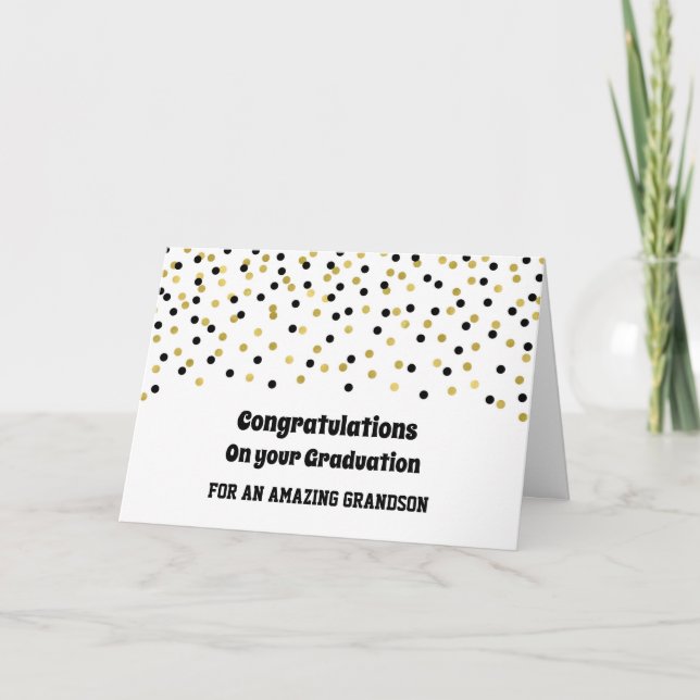 Carte Petit-fils Or Noir Félicitations pour l'obtention  (Devant)