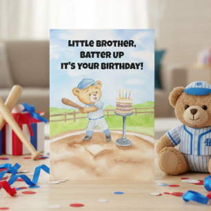 Carte Petit frère joyeux anniversaire ours en peluche ba