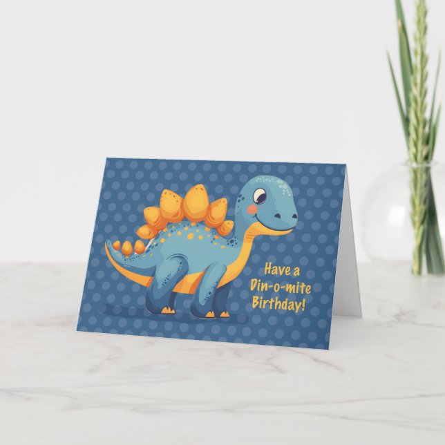 Carte Petit garçon Anniversaire Dinosaur Dinomite Pois (Devant)
