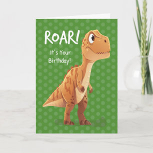 Carte Petit garçon Anniversaire T Rex Roar avec Pois