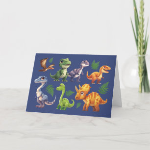Carte Petit garçon Anniversaire Variété de dinosaures su