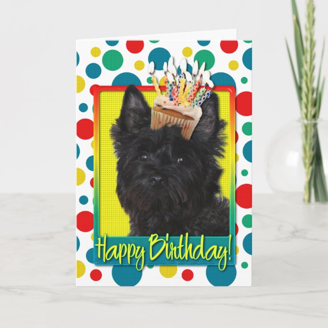Carte Petit gâteau d'anniversaire - cairn Terrier - (Devant)