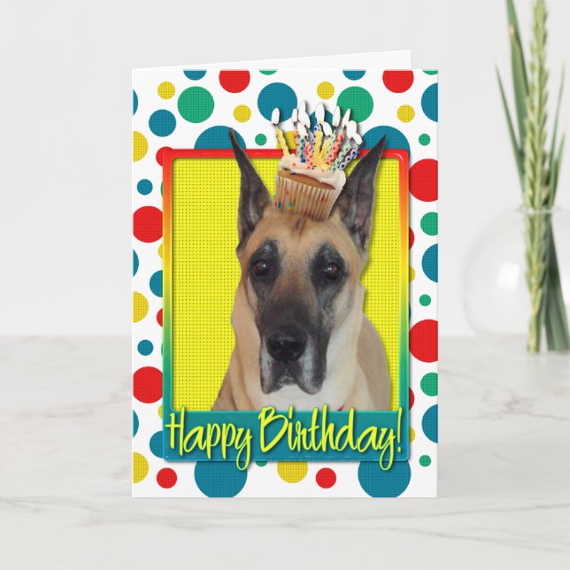 Carte Petit gâteau d'anniversaire - great dane (Devant)
