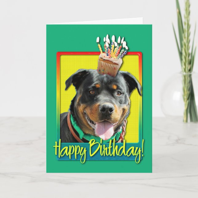 Carte Petit gâteau d'anniversaire - rottweiler - (Devant)