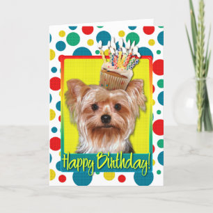 Carte Petit gâteau d'anniversaire - Yorkshire Terrier