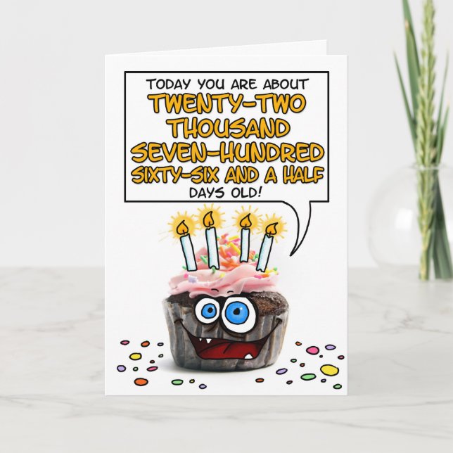 Carte Petit gâteau de joyeux anniversaire - 62 années (Devant)