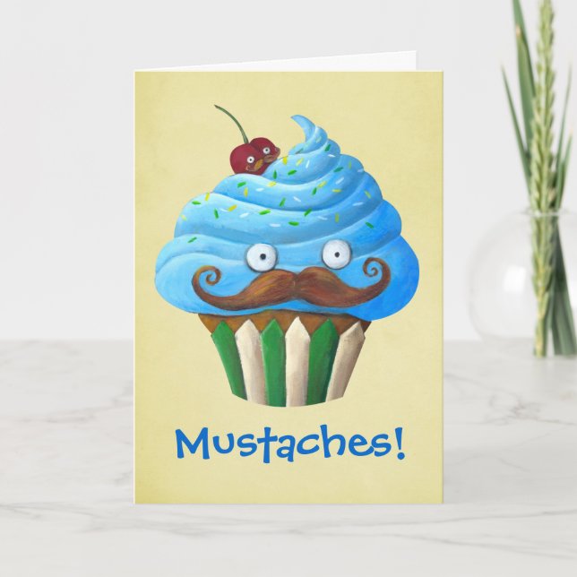 Carte Petit gâteau Mustached doux (Devant)