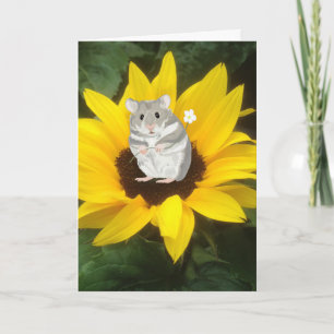 Carte Petit Hamster Assis Dans Le Tournesol Jaune
