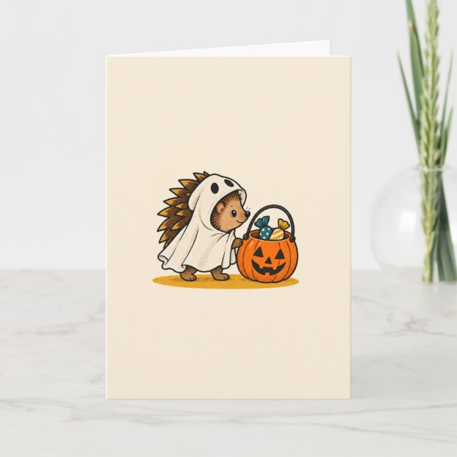 Carte Petit Hérisson Fantôme – Halloween Mignon (Devant)