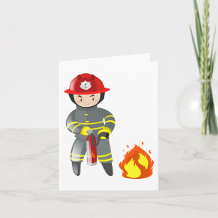 Carte Petit héros pompier éteignant un incendie