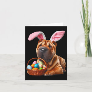 Carte Petit lapin Ear chinois Shar pei Chien Oeuf de Pâq