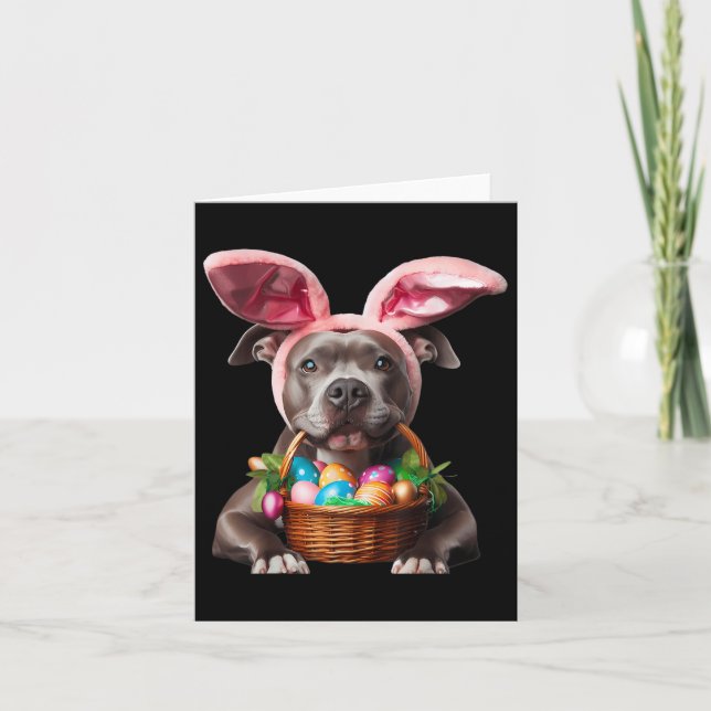 Carte Petit lapin Ear Pit Bull Chien Oeufs de Pâques Pro (Devant)