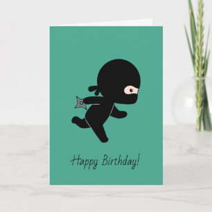 Carte Petit Ninja Courant sur Anniversaire Vert Foncé