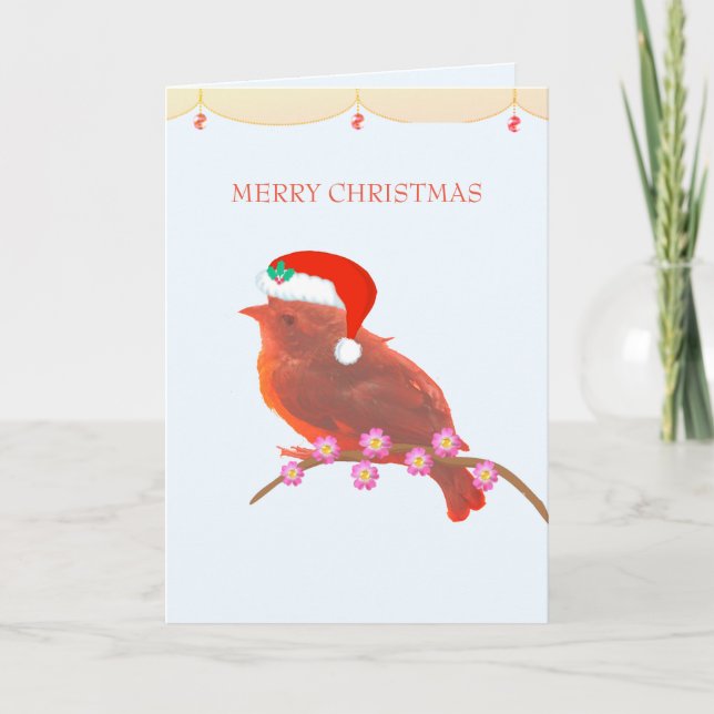 Carte Petit oiseau mignon de Noël (Devant)