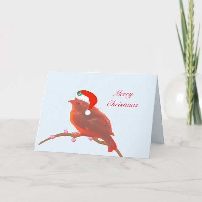 Carte Petit oiseau mignon de Noël (Devant)