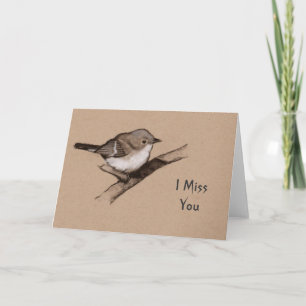 Carte Petit oiseau moelleux : Dessin de Charbon : Miss Y
