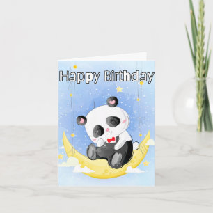 Carte Petit Ours Panda Endormi Joyeux Anniversaire