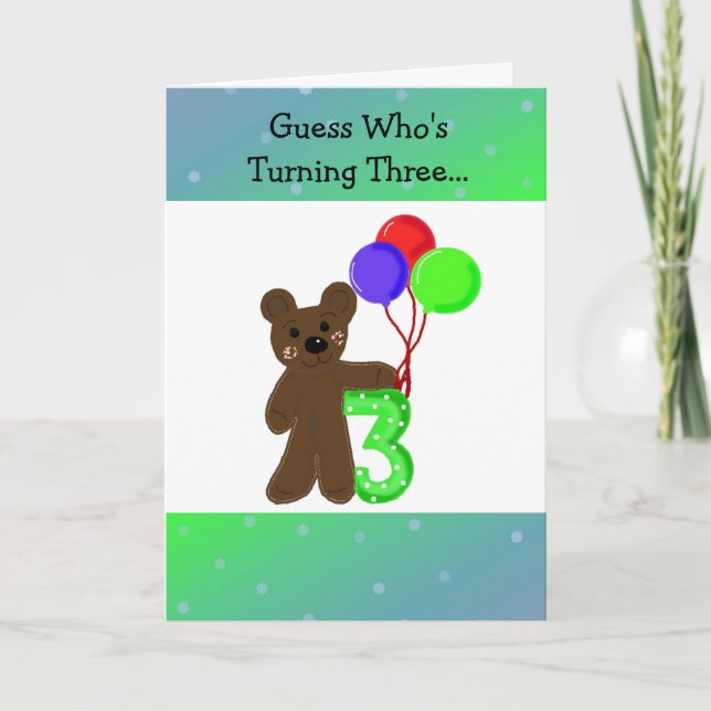 Carte Petit ours qui fête ses trois ans (Devant)