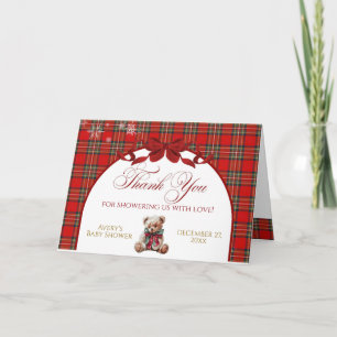 Carte Petit ruban rouge Noël carreau