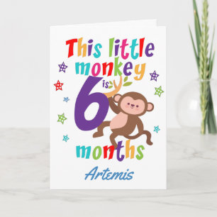 Carte Petit singe 6 mois Anniversaire