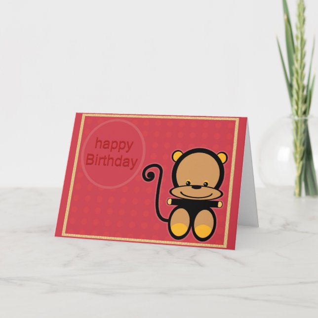 Carte petit singe de joyeux anniversaire (Devant)