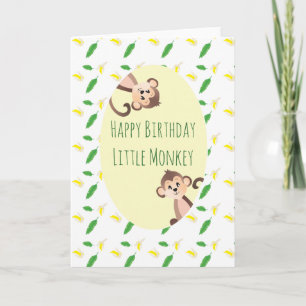 Carte Petit singe Feuille Tropicale Banane Peels Anniver