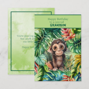 Carte Petit singe Joyeux Anniversaire Petit-fils spécial