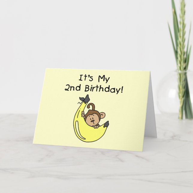 Carte Petit singe sur Banana 2e anniversaire (Devant)