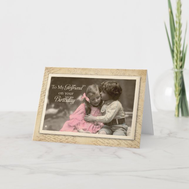 Carte Petite amie Anniversaire Vintage Sweet Kiss (Devant)