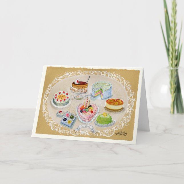 Carte Petite belle salutation d'anniversaire de gâteaux (Devant)
