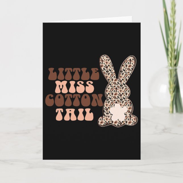 Carte Petite Demoiselle Lapin Léopard Guépard Mignon Cot (Devant)