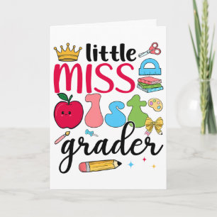 Carte Petite élève de 1re année Premier jour d'école Pre