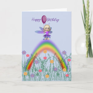 Carte Petite Fée Anniversaire Souhaite pour enfant.