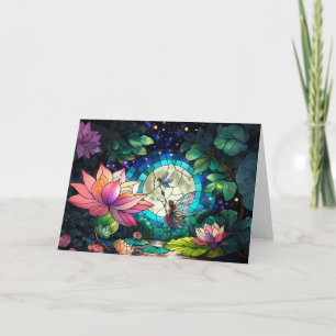 Carte Petite fée en verre coloré avec libellule