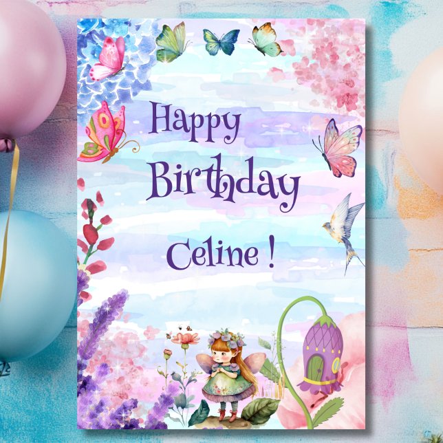Carte Petite fée Joyeux Anniversaire salutation (Créateur téléchargé)