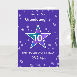 Carte Petite-fille 10e anniversaire étoile brillante en 