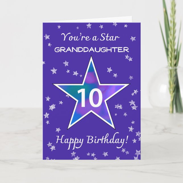 Carte Petite-fille 10e anniversaire étoile brillante vio (Devant)