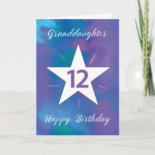 Carte Petite-fille 12e anniversaire White Shining Star